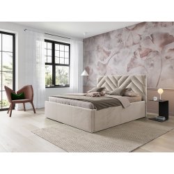 Łóżko tapicerowane Mangalori z pojemnikiem na pościel