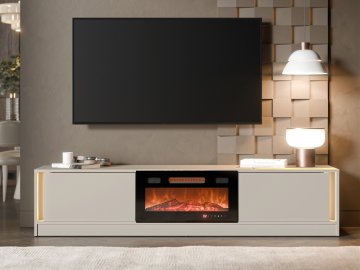 Szafka RTV z kominkiem Arinka + LED