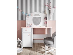 Biurko białe Luna 1D1S LN03 + Toaletka - Nadstawka Luna LN06 Biurko białe Luna 1D1S LN03 + Toaletka - Nadstawka Luna LN06