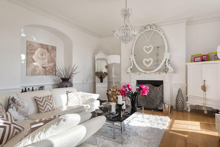 Salon w stylu shabby chic