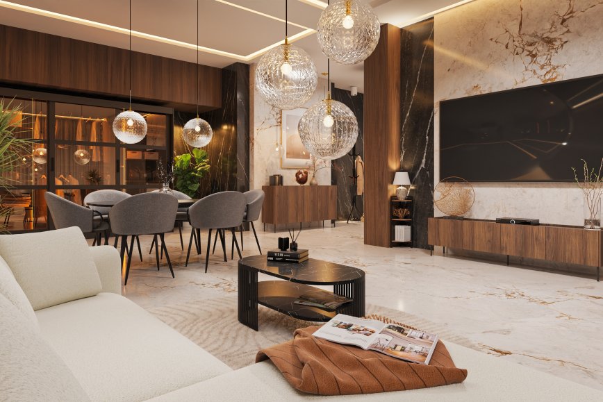Salon pełen wyrazistych tekstur