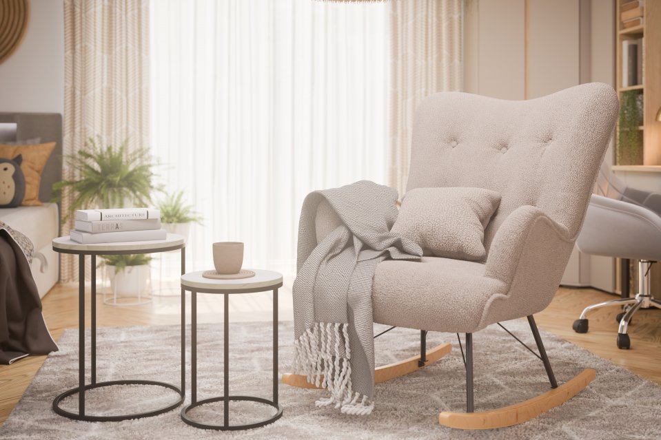 Fotel bujany Akcjusz Boucle
